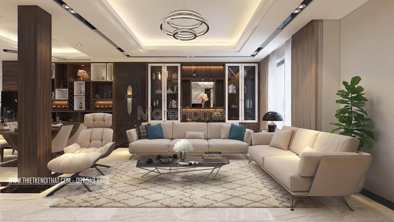 Mẫu sofa phòng khách bọc vải cao cấp kết hợp chân inox cho phòng khách hiện đại