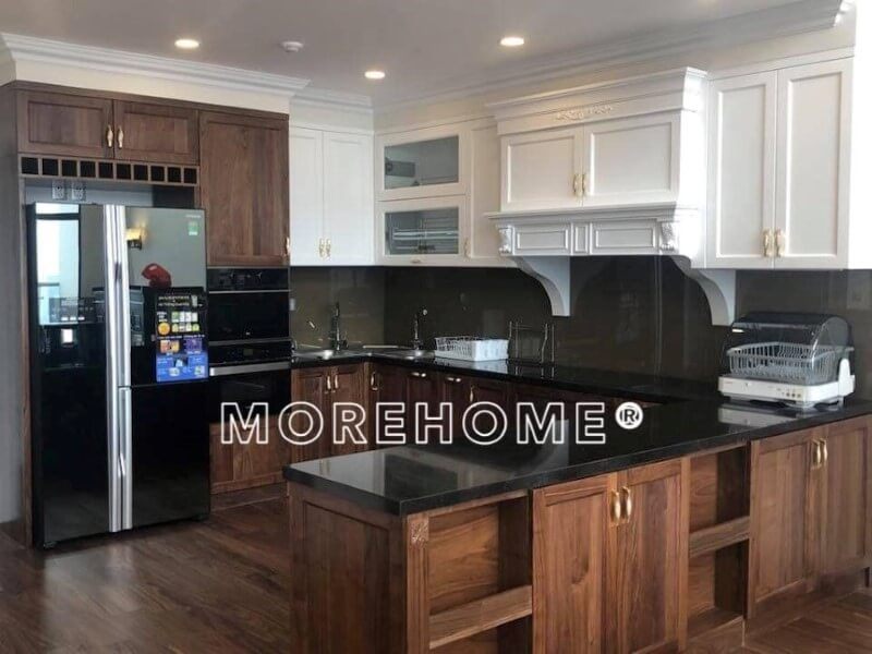 Nội thất MoreHome là đơn vị thiết kế thi công , sản xuất lắp đặt tủ bếp gỗ óc chó cao cấp tại Hà Nội, Hải Phòng.