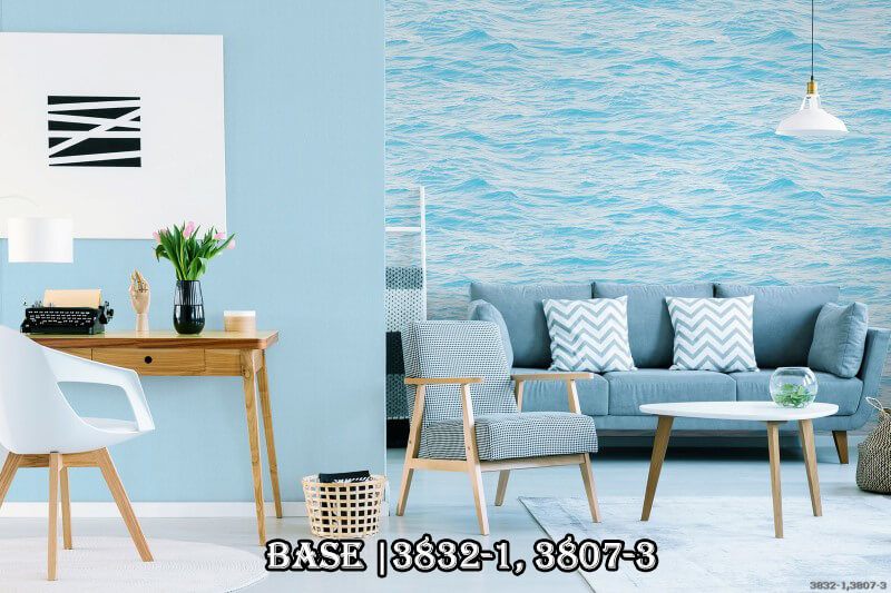 Kết hợp giữa 2 mẫu giấy dán tường 3832-1 và 3807-3 giúp phòng khách của bạn trở nên đẹp mắt và tươi sáng hơn.