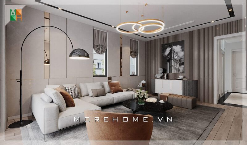 Mẫu bàn trà chân gỗ mặt đá nhân tạo đen có kiểu dáng hiện đại cao cấp.